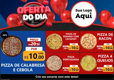 Modelo de Encarte para Encarte A4 Horizontal com o tema Oferta do Dia para Pizzaria