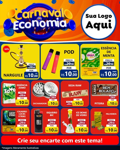 Modelo de Rede Social para Feed Instagram com o tema Carnaval da Economia para Tabacaria