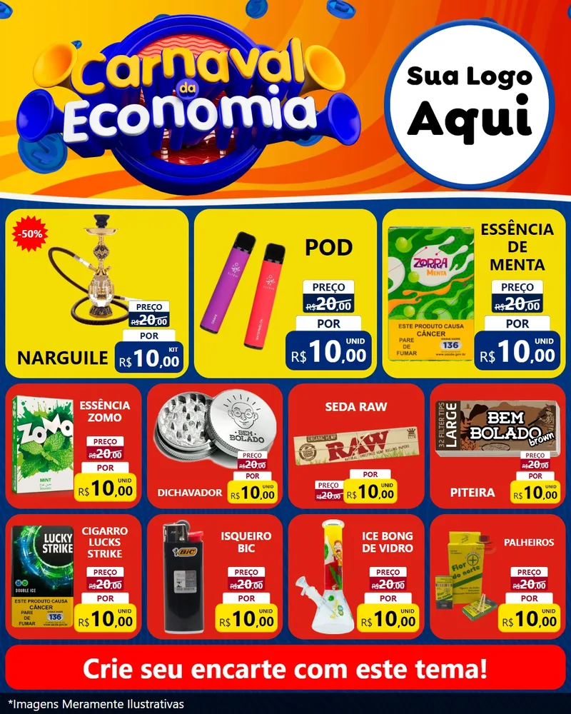 Modelo de Rede Social para Feed Instagram com o tema Carnaval da Economia para Tabacaria