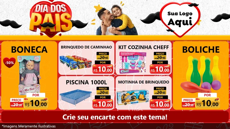 Modelo de TV para TV Horizontal com o tema Dia dos Pais para Brinquedos