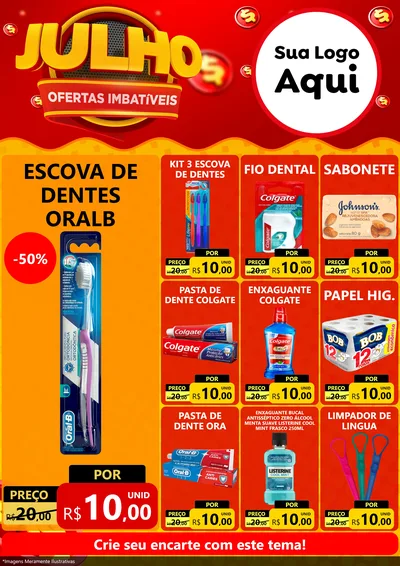 Modelo de Encarte para Encarte A4 Vertical com o tema Julho Ofertas Imbatíveis para Higiene Pessoal
