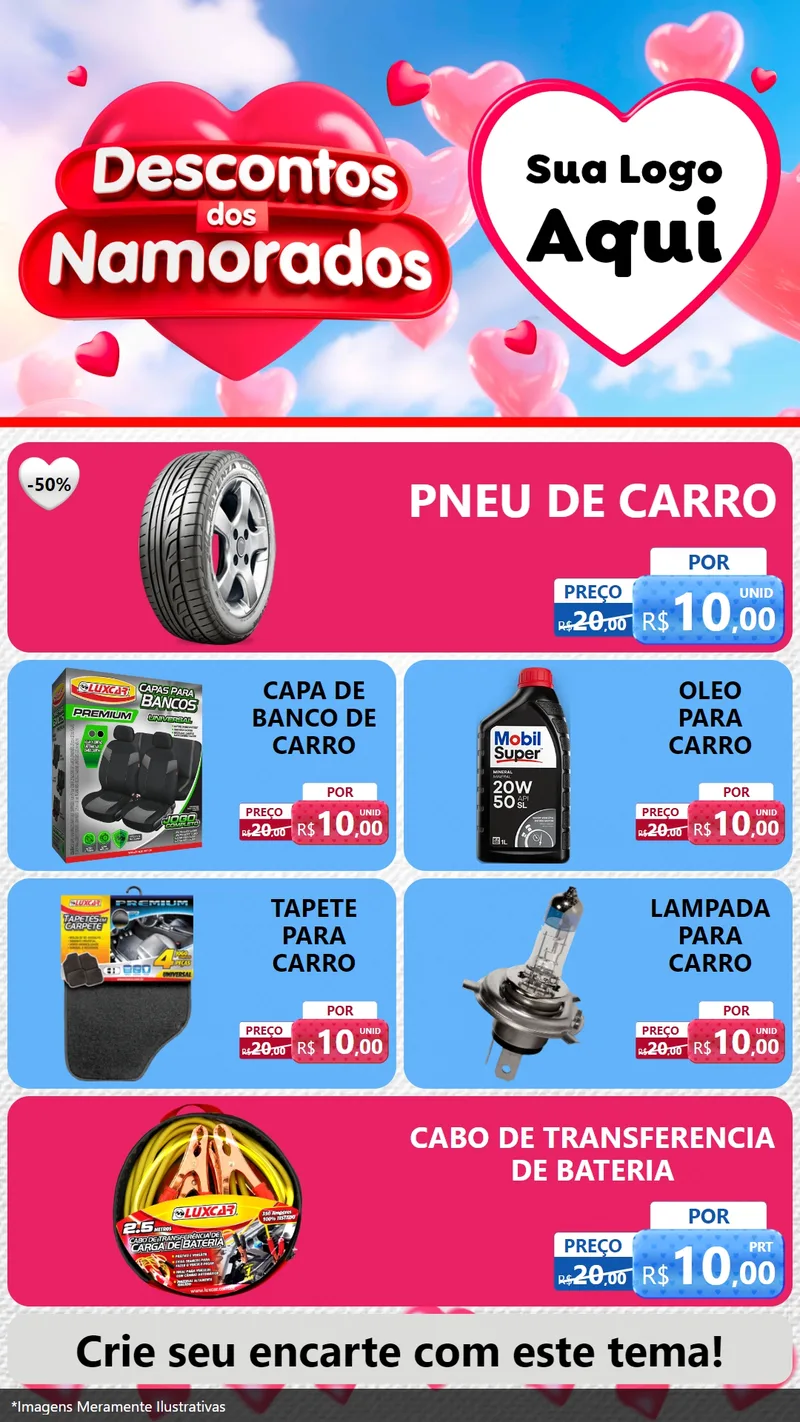 Modelo de TV para TV Vertical com o tema Descontos dos Namorados para Auto peças