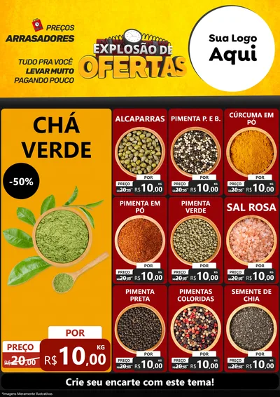 Modelo de Encarte para Encarte A4 Vertical com o tema Explosão de Ofertas para Produtos Naturais