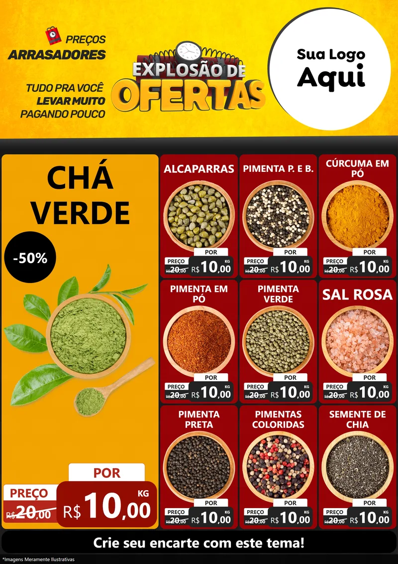Modelo de Encarte para Encarte A4 Vertical com o tema Explosão de Ofertas para Produtos Naturais