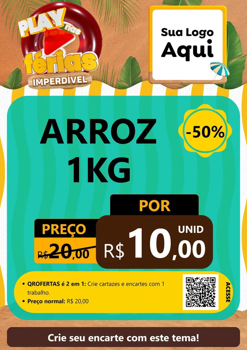 Modelo de Cartaz para Cartaz A4 Vertical com o tema Play Nas Férias Imperdível para Supermercado