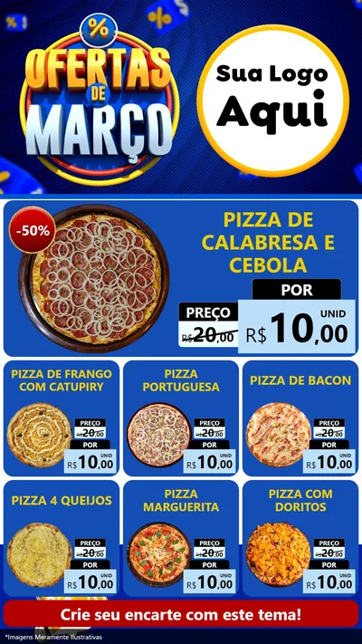 Modelo de Rede Social para Stories com o tema Ofertas de Março para Pizzaria