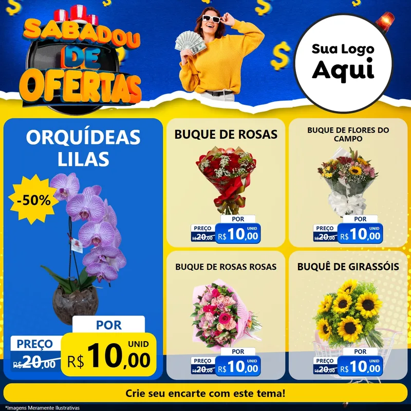 Modelo de Rede Social para Feed Facebook com o tema Sabadou de Ofertas para Floricultura e jardim