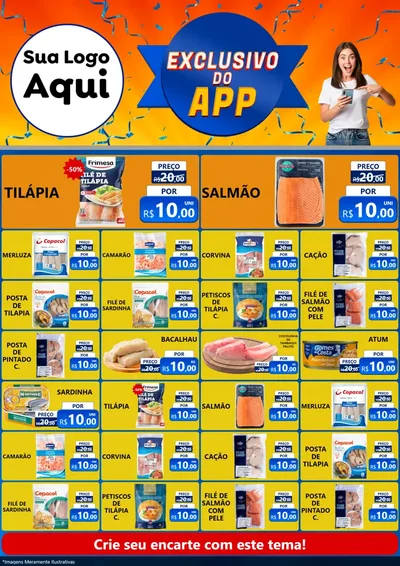 Modelo de Encarte para Encarte A4 Vertical com o tema Exclusivo do Aplicativo para Peixaria