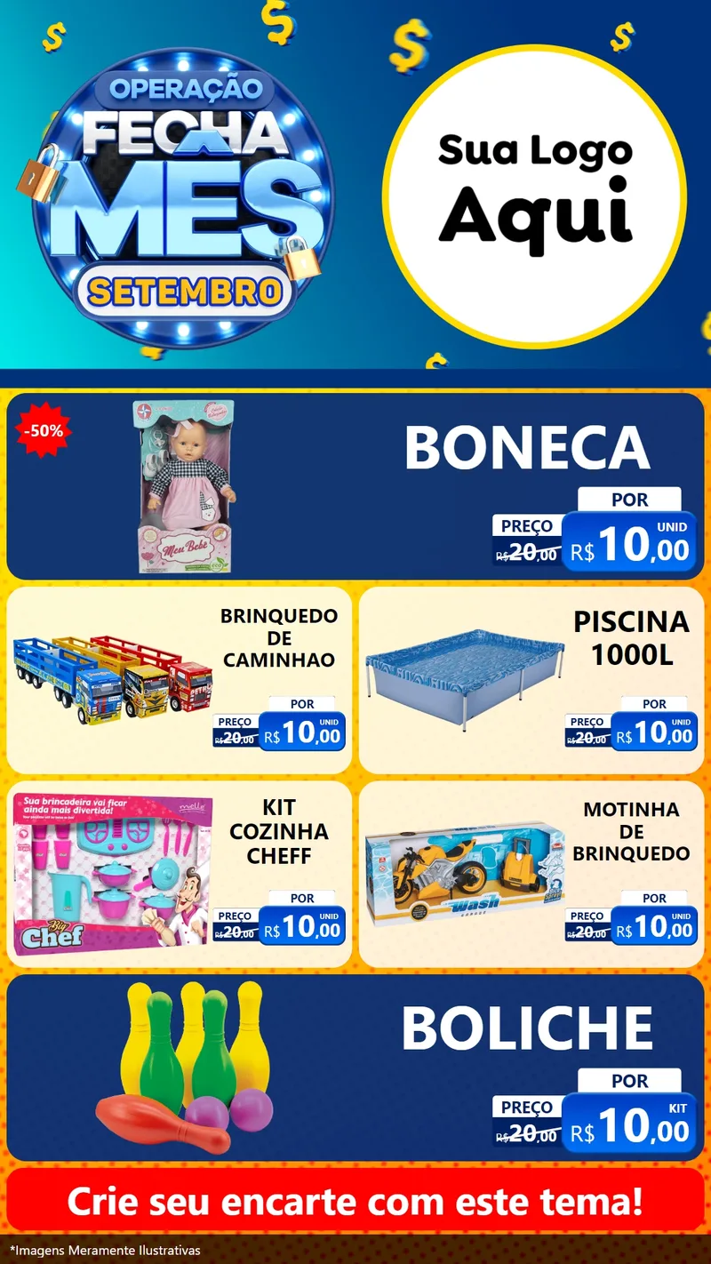 Modelo de TV para TV Vertical com o tema Operação Fecha Mês Setembro para Brinquedos