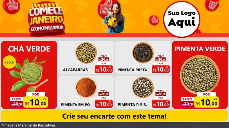 Modelo de TV para TV Horizontal com o tema Comece Janeiro Economizando para Produtos Naturais