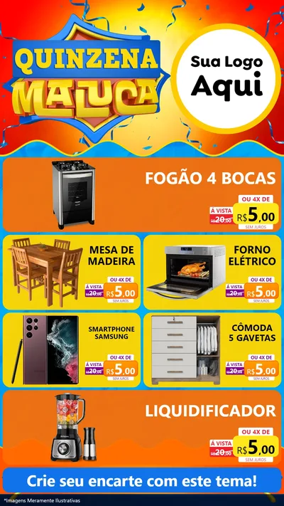 Modelo de TV para TV Vertical com o tema Quinzena Maluca para Móveis e Eletro