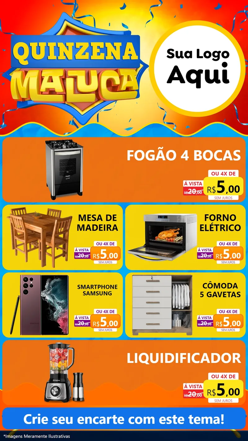 Modelo de TV para TV Vertical com o tema Quinzena Maluca para Móveis e Eletro