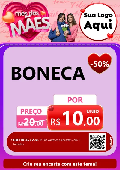 Modelo de Cartaz para Cartaz A4 Vertical com o tema Mês Das Mães para Brinquedos