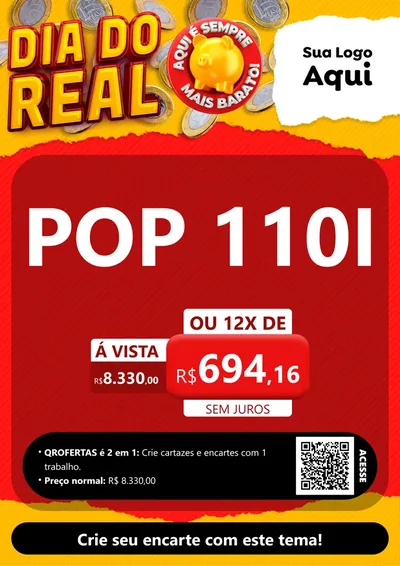 Modelo de Cartaz para Cartaz A4 Vertical com o tema Dia Do Real para Concessionaria de Motos