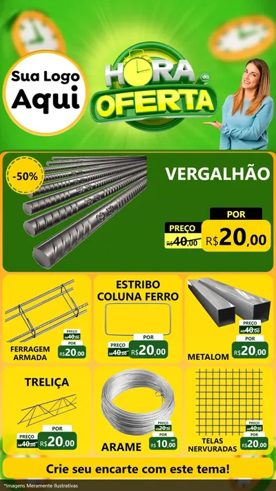 Modelo de Rede Social para Stories com o tema Hora da Oferta para Ferragens