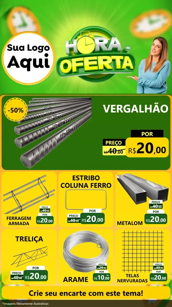 Modelo de Rede Social para Stories com o tema Hora da Oferta para Ferragens