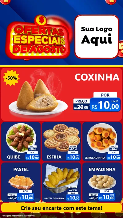 Modelo de Rede Social para Stories com o tema Ofertas Especiais de Agosto para Salgadaria