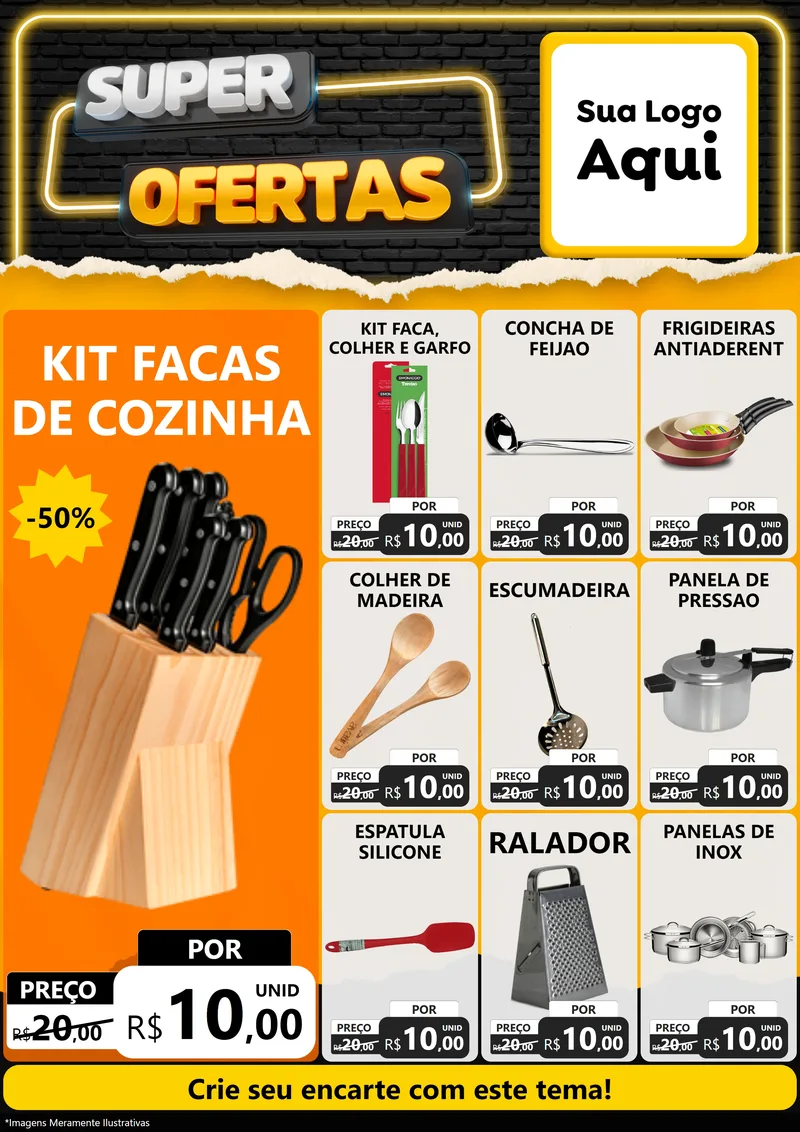 Modelo de Encarte para Encarte A4 Vertical com o tema Super Ofertas para Utilidades Domésticas