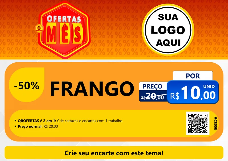 Modelo de Cartaz para Cartaz A4 Horizontal com o tema Ofertas do Mês para Assados