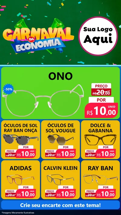 Modelo de Rede Social para Stories com o tema Carnaval da Economia para Óticas