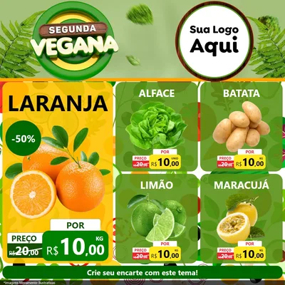 Modelo de Rede Social para Feed Facebook com o tema Segunda Vegana para Hortifrúti