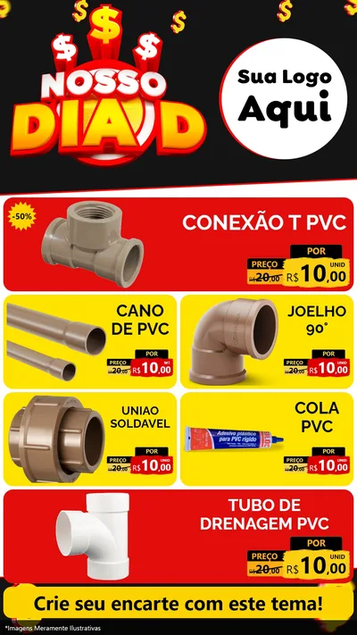 Modelo de TV para TV Vertical com o tema Nosso Dia D para Tubos e conexões