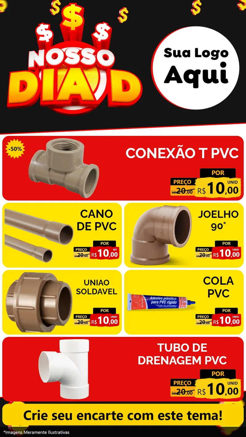 Modelo de TV para TV Vertical com o tema Nosso Dia D para Tubos e conexões