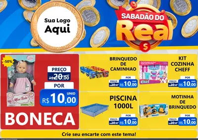 Modelo de Encarte para Encarte A4 Horizontal com o tema Sabadão do Real para Brinquedos