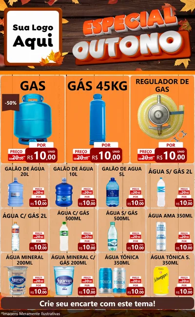 Modelo de Encarte para Encarte Grande com o tema Especial Outono para Água e gás