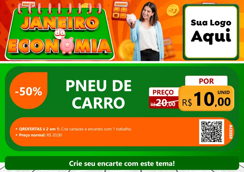 Modelo de Cartaz para Cartaz A4 Horizontal com o tema Janeiro da Economia para Auto peças