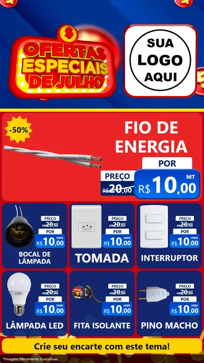Modelo de Rede Social para Stories com o tema Ofertas Especiais de Julho para Materiais Elétricos