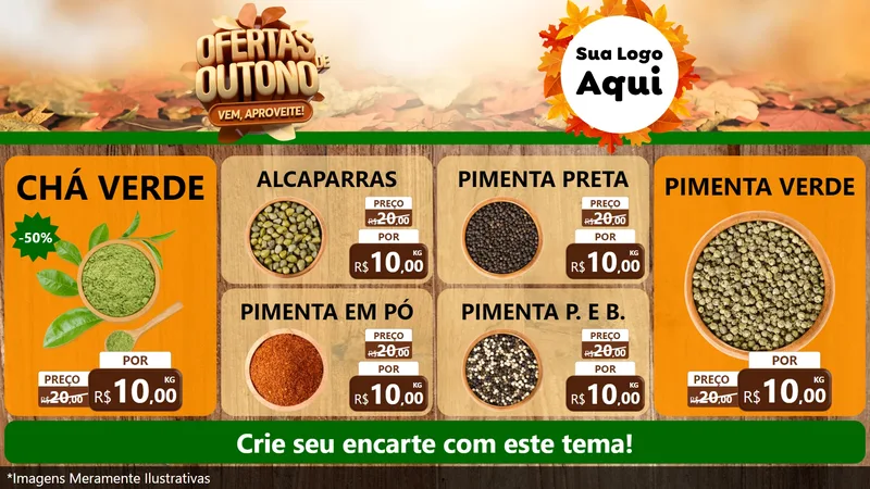 Modelo de TV para TV Horizontal com o tema Ofertas de Outono - Vem, Aproveite! para Produtos Naturais
