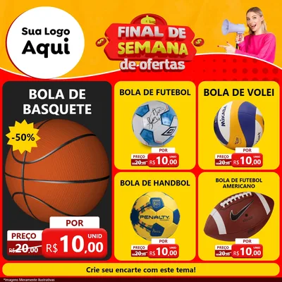 Modelo de Rede Social para Feed Facebook com o tema Final de Semana de Ofertas para Artigos Esportivos