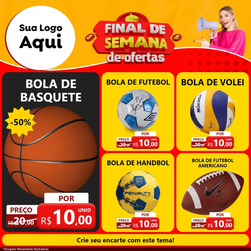 Modelo de Rede Social para Feed Facebook com o tema Final de Semana de Ofertas para Artigos Esportivos