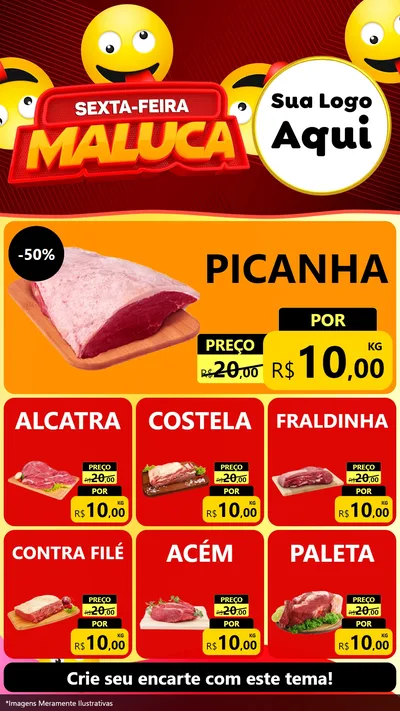 Modelo de Rede Social para Stories com o tema Sexta-feira Maluca para Açougue