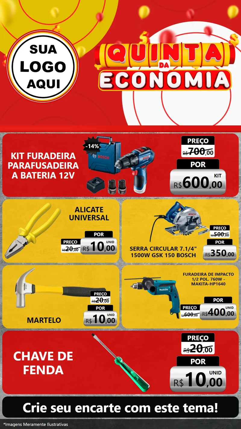 Modelo de TV para TV Vertical com o tema Quinta da Economia para Maquinas e Ferramentas