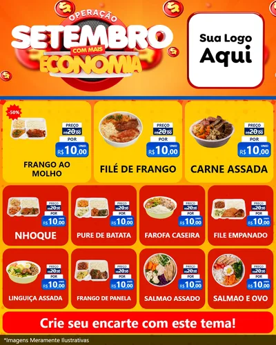 Modelo de Rede Social para Feed Instagram com o tema Operação Setembro Com Muita Economia para Restaurante