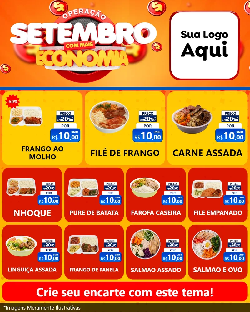 Modelo de Rede Social para Feed Instagram com o tema Operação Setembro Com Muita Economia para Restaurante