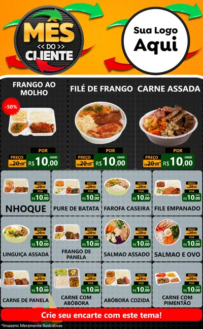 Modelo de Encarte para Encarte Grande com o tema Mês do Cliente para Restaurante