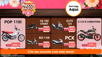 Modelo de TV para TV Horizontal com o tema Primavera de Preços Baixos para Concessionaria de Motos