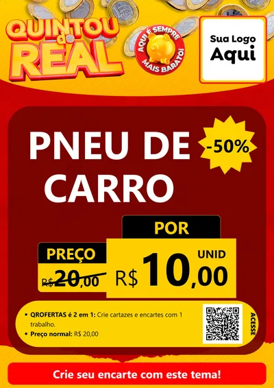 Modelo de Cartaz para Cartaz A4 Vertical com o tema Quintou do Real para Auto peças