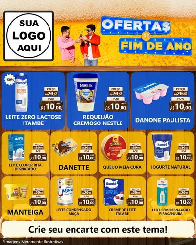Modelo de Rede Social para Feed Instagram com o tema Ofertas de Fim de Ano para Frios e Laticínios