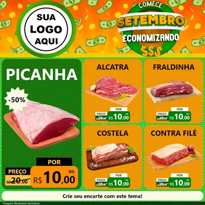 Modelo de Rede Social para Feed Facebook com o tema Comece Setembro Economizando para Açougue