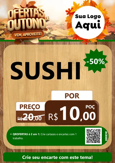 Modelo de Cartaz para Cartaz A4 Vertical com o tema Ofertas de Outono - Vem, Aproveite! para Comida japonesa
