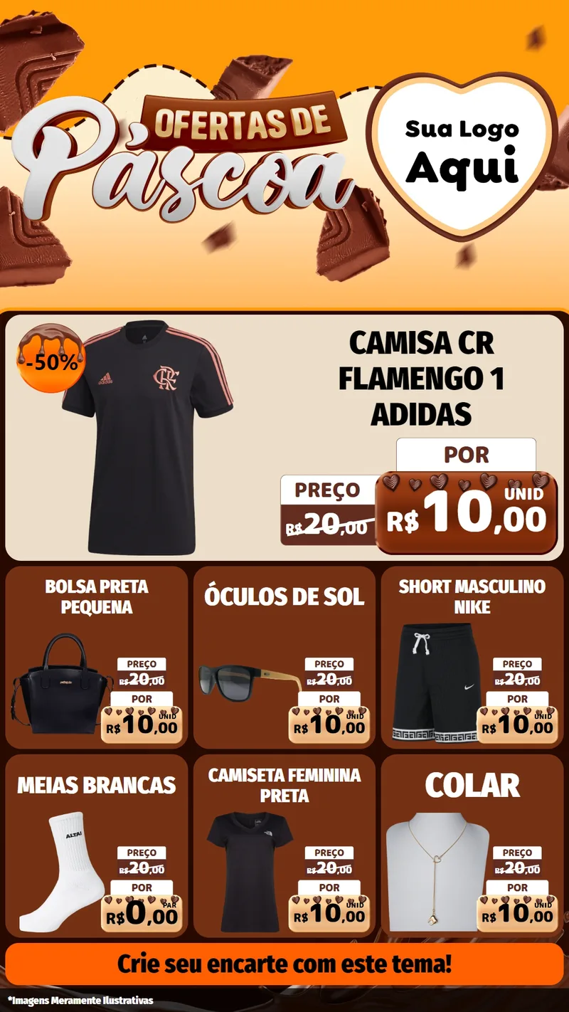 Modelo de Rede Social para Stories com o tema Ofertas de Páscoa para Roupas e acessórios