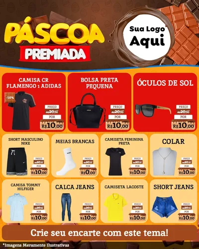 Modelo de Rede Social para Feed Instagram com o tema Páscoa Premiada para Roupas e acessórios