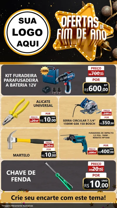 Modelo de TV para TV Vertical com o tema Ofertas de Fim de Ano para Maquinas e Ferramentas