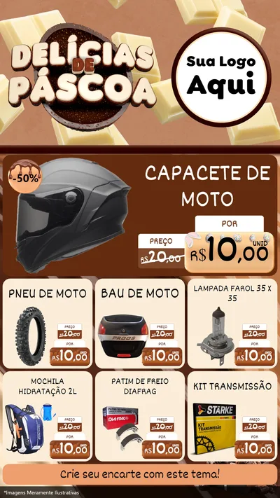 Modelo de Rede Social para Stories com o tema Delícias de Páscoa para Moto peças