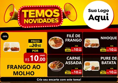 Modelo de Encarte para Encarte A4 Horizontal com o tema Temos Novidades para Restaurante