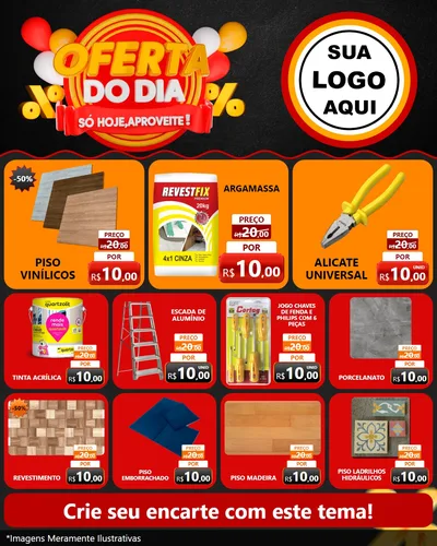 Modelo de Rede Social para Feed Instagram com o tema Oferta do Dia - Só hoje, Aproveite! para Material para Construção